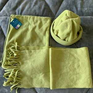 BBW Polar Fleece Scarf, Hat, & Bag - Lime Green